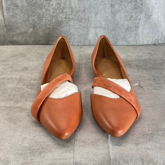 SAVA Women's Coral Leather Lennox Pointed-Toe Slip-On Memory Foam Flats SZ 9.5 - Picture 1 of 7